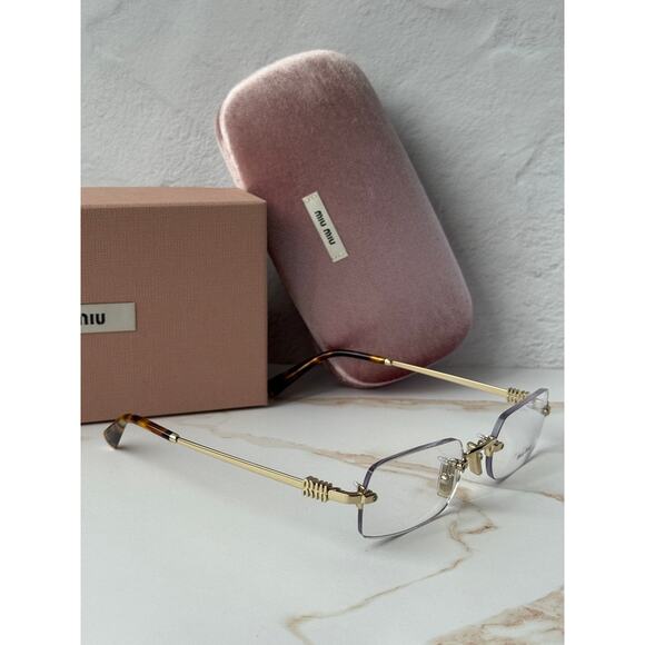 NEW Miu Miu M50YV Gold Rimless Metal Eyeglasses Frames main image 7